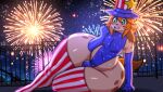 2026 4_fingers 4th_of_july anthro armwear belly big_belly big_bulge big_butt big_ears biped blue_armwear blue_clothing blue_elbow_gloves blue_gloves blue_handwear blue_leotard blush brown_ears brown_nose brown_tail_tip bulge butt canid canine canis clothed clothed_anthro clothed_male clothing colored digital_drawing_(artwork) digital_media_(artwork) dipstick_tail domestic_dog elbow_gloves eyebrow_through_hat femboy fence fingers fireworks fist floppy_ears freckled_butt freckled_shoulders freckles fur glistening glistening_body glistening_clothing glistening_eyes glistening_hair glistening_legs glistening_legwear glistening_leotard glistening_skin glistening_thigh_highs gloves green_eyes hair handwear happy hat headgear headwear holidays huge_butt huge_thighs humanoid_hands hyper hyper_butt inuki_zu inuzu legwear leotard light light_body light_skin lighting long_ears lying male mammal markings mixed_media multicolored_body multicolored_top_hat navel_outline night on_ground on_side open_mouth open_smile orange_hair orange_tail pattern_clothing pattern_legwear pattern_thigh_highs pear-shaped_figure pink_tongue pupils red_clothing red_legwear red_stripes red_thigh_highs shaded slightly_chubby slightly_chubby_anthro slightly_chubby_male smile solo star striped_clothing striped_legwear striped_thigh_highs stripes tail tail_markings teeth thick_thighs thigh_highs tongue top_hat two_tone_tail white_clothing white_dots white_legwear white_pupils white_sclera white_stripes white_thigh_highs wide_hips