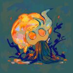 1:1 ambiguous_gender arthropod blipbugbug broken_vessel_(hollow_knight) cloak clothed clothing hollow_eyes hollow_knight_(franchise) horn infected_(species) melee_weapon nail_(weapon) orange_eyes solo team_cherry vessel_(species) weapon weapon_on_back