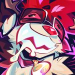 anthro antlers baku_(bakubarks) bodily_fluids brown_body brown_fur collar drooling floppy_ears fur hair hi_res horn icon male n3ur0toxin red_hair red_nose saliva solo tan_body tan_fur