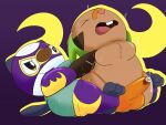4:3 arm_pull band-aid bandage bandage_on_face bodily_fluids bulge chespin chester_(gayoshie) clothing cum cum_in_clothing cum_in_underwear cum_through_clothing cum_through_thong cum_through_underwear duo erection fan_character feral gayoshie generation_5_pokemon generation_6_pokemon genital_fluids gloves handwear head_back hi_res legwear male male/male nintendo oshawott oshie_the_oshawott pokemon pokemon_(species) shortstack stockings submission_hold thong underwear wet wet_clothing wet_underwear wrestling yellow_eyes
