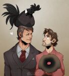ambiguous_gender avian avian_caruncle ayam_cemani beak bird black_body black_eyes black_feathers blep brown_body brown_fur canid canine canis chicken clothed clothed_feral clothing comb_(anatomy) digital_media_(artwork) domestic_dog domestic_pet feathers feral fluffy fur galliform group hannibal_(series) hannibal_lecter head_crest human male mammal pekingese phasianid simple_background smile suit tongue tongue_out toy_dog will_graham zillabean