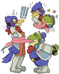 amphibian anthro avian baseball_cap beak bird blue_body blush blush_lines bodily_fluids boots clothed clothing coiling dripping electronics exclamation_point extended_tongue eyes_closed falco_lombardi falcon falconid feather_hands feathers fingerless_gloves flower footwear frog glistening glistening_tongue gloves green_body handwear hat headgear headphones headset headwear hi_res jacket kerchief long_tongue male neckerchief neckwear nintendo open_clothing open_jacket open_mouth open_topwear pink_tongue plant restrained saliva saliva_drip saliva_on_tongue shoes slightly_chubby slightly_chubby_male slippy_toad star_fox superbutterscotch tongue tongue_out tongue_wrap topwear wrapped_body yellow_beak
