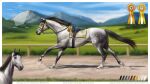 16:9 2026 ambiguous_feral ambiguous_gender beesa black_hair black_mane black_tail bridle chart cloud dapple_grey dappled dappled_body dappled_fur detailed_background digital_media_(artwork) digital_painting_(artwork) dust equid equine fence feral field full-length_portrait fur galloping grass grey_body grey_fur hair hi_res hooves horse horse_racing krita_(artwork) mammal mane mask model_sheet mountain outside paint_tool_sai_(artwork) painting_(artwork) palette plant portrait pupil quadruped race_horse racetrack red_eyes rosette running saddle saddle_blanket sand signature sky solo tail text thoroughbred tree unguligrade wearing_mask widescreen