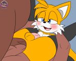 5:4 anal anal_penetration anthro anthro_penetrated balls blue_eyes canid canine clothing dark-skinned_human dark_body dark_skin double_anal double_penetration femboy fox full_nelson fur genitals group half-closed_eyes hi_res human human_on_anthro human_penetrating human_penetrating_anthro interspecies legs_up legwear male male/male male_penetrated male_penetrating male_penetrating_male mammal miles_prower narrowed_eyes penetration penile penile_penetration penis penis_in_ass pink_penis sega sex sirjzau sonic_the_hedgehog_(series) trio yellow_body yellow_fur