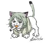 1:1 2026 azasidor chainsmoker_cat cigarette cigarette_in_mouth clothed clothed_female clothing digital_drawing_(artwork) digital_media_(artwork) dipstick_tail domestic_cat felid feline felis female female_feral feral feralized fur glistening glistening_eyes grey_hair hair icon mammal markings meme messy_hair object_in_mouth raised_tail shirt shitpost smoking smoking_cigarette solo tail tail_markings topwear whiskers white_body white_fur yaniko_satou