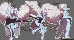 absurd_res anthro artist_name blue_body bone_frill breasts brown_eyes butt claws colored convenient_censorship crossed_legs eddodoodle elbow_feathers electric_guitar fang_(gvh) feathered_wings feathers feet female frill_(anatomy) front_view full-length_portrait goodbye_volcano_high grey_background grey_body grey_feathers grey_hair guitar guitar_pick hair head_turned hi_res high-angle_view holding_guitar holding_musical_instrument holding_object humanoid_feet jewelry ko_op_(game_developer) long_hair looking_at_viewer looking_back looking_down low-angle_view markings medium_breasts multiple_poses musical_instrument musical_note musical_symbol necklace nipple_covers non-mammal_breasts nude nude_anthro nude_female outline plantigrade plucked_string_instrument portrait pose prehistoric_species pterosaur reptile scalie seductive shaded short_tail side_boob side_view simple_background sitting smile solo standing string_instrument striped_markings stripes symbol tail text toe_claws toes white_outline wings