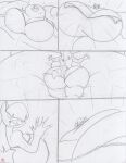 2024 anthro belly belly_expansion belly_squish big_belly big_breasts body_inflation bra breast_expansion breasts bug_butt canid canine canis clothing comic coyote duo expansion female fur hair hi_res huge_belly huge_breasts inflation june_coyote macro mammal morbidly_obese morbidly_obese_anthro obese obese_anthro overweight overweight_anthro panties procyonid raccoon sketch squish thick_thighs topwear traditional_media_(artwork) underwear virus-20 weight_gain