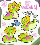 2026 apode big_tail blush chapter_5_darkner character_name darkner deltarune draconcopode eyes_closed floradinn flower green_body hi_res holding_melee_weapon holding_object holding_sword holding_weapon legless markings melee_weapon naga pink_body pink_eyes plant reptile scalie serpentine signature sleeping snake swishing_tail sword tail tattersthebat text undertale_(series) water watering_can weapon yellow_body yellow_petals