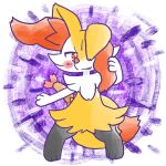 1:1 2024 ambiguous_anthro ambiguous_gender annyui0611 anthro biped blush blush_stickers braixen canid digital_drawing_(artwork) digital_media_(artwork) digitigrade dipstick_tail food front_view full-length_portrait generation_6_pokemon hi_res japanese_description looking_at_viewer mammal markings nintendo object_in_tail one_ear_up one_eye_obstructed open_mouth open_smile pokemon pokemon_(species) portrait shrimp_(food) simple_background smile snout solo standing tail tail_markings translated_description wide_stance