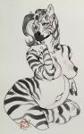 anthro belly blue_eyes breasts dark_nipples digital_media_(artwork) digital_painting_(artwork) digital_watercolor_(artwork) durtyanko equid equine facial_markings female fingers fur hair hand_on_shoulder happy head_markings hi_res hooved_fingers hooves inner_ear_fluff izzabelle_frost looking_aside looking_away mammal mane markings navel nipples outie_navel painting_(artwork) pose pregnant pregnant_anthro pregnant_female sitting smile solo striped_body striped_face striped_fur striped_hair striped_markings stripes tuft watercolor_(artwork) zebra