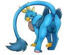 2026 4:3 4_fingers 4_toes absurd_res anus avian backsack balls beak beak_closed big_balls black_claws black_eyebrows blue_balls blue_body blue_eyes blue_feathers blue_perineum blue_tail blue_tail_tuft blue_wings claws digital_drawing_(artwork) digital_media_(artwork) eyebrows feathered_wings feathers feet feral fingers friendship_is_magic gallus_(mlp) genitals glistening glistening_eyes gryphon half-closed_eyes hasbro hi_res hindpaw imposter_dude looking_at_viewer looking_back looking_back_at_viewer male male_feral mouth_closed multicolored_body multicolored_feathers my_little_pony mythological_avian mythological_creature mythology narrowed_eyes neck_tuft non-mammal_balls pawpads paws perineum pink_anus pink_pawpads pupils quadruped rear_view scuted_arms scutes simple_background slit_pupils solo tail tail_tuft toe_claws toes tuft white_background white_body white_feathers wings yellow_beak yellow_body yellow_feathers