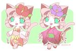  azuma_minatsu cat cat_busters furry japanese_clothes open_mouth pink_hair teal_eyes 