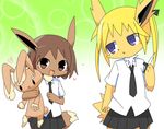  2girls animalization artist_request crossover eevee jolteon kill_me_baby multiple_girls oribe_yasuna pokemon sonya 