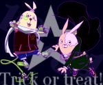 anthro clothed clothing duo ear_piercing hocchi kirenenko lagomorph looking_at_viewer male mammal open_mouth piercing putin_(usavich) rabbit safety_pin smile usavich 