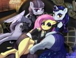  big_butt blush butt chigusa_amano collar cutie_mark equine eyeshadow feathers female feral fluttershy_(mlp) friendship_is_magic goth group horn inky_rose_(mlp) lying makeup mammal moonlight_raven_(mlp) my_little_pony on_side pegasus translucent unicorn wings 