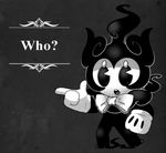  :o ? ambiguous_gender anthro barefoot bendy_and_the_ink_machine better_version_at_source bow clothing crossover cute dialogue english_text ghost gloves grey_background ink legendary_pok&eacute;mon marshadow marshie nintendo nude open_mouth pok&eacute;mon question simple_background solo spirit standing teeth text tongue video_games 