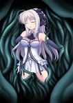  1girl blush breasts eyes_closed large_breasts lyrical_nanoha pura-tabu rinne_berlinetta tentacle vivid_strike! white_hair 