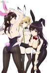  animal_ears ass bunny_ears bunny_girl fishnets kasumigaoka_utaha katou_megumi nipples pantyhose photoshop saenai_heroine_no_sodatekata saenai_heroine_no_sodatekata_flat sawamura_spencer_eriri shirt_lift tail tamura_satomi thighhighs 