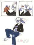  ambiguous_gender anthro belly bulge cameron_jensen clothed clothing comic digestion epicwang erection erection_under_clothes eyewear feral fur glasses lagomorph male mammal neck_bulge oral_vore rabbit simple_background swallowing tenting vore 