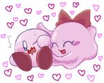  &lt;3 5:4 alien blush bow cephalopod chuchu_(kirby) drooling duo eyes_closed kirby kirby_(series) marine mmtora nintendo octopus one_eye_closed open_mouth saliva simple_background sweat tentacles video_games white_background 