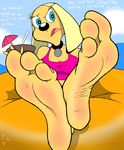  2016 3_toes anthro barefoot beach better_version_at_source bikini blush brandy_and_mr._whiskers brandy_harrington canine clothing crossed_feet crossed_legs dialogue disney dog english_text feet female foot_fetish foot_focus humanoid_feet mammal seaside soles solo swimsuit teasing text toenails toes wrinkles zp92 
