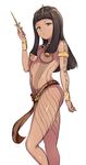  alp anck-su-namun bangs bracelet breasts brown_eyes brown_hair dagger dark_skin egyptian egyptian_clothes from_side hand_up holding holding_weapon jewelry long_hair looking_at_viewer medium_breasts parted_lips pasties sidelocks simple_background solo the_mummy weapon white_background 