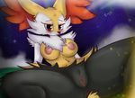  2017 absurd_res anthro anus areola big_breasts black_fur black_nose blush braixen breasts canine cloud detailed_background digital_media_(artwork) e-01 female fox fur grass grey_fur hair half-closed_eyes hi_res inner_ear_fluff inviting looking_at_viewer mammal multicolored_fur night nintendo nipples nude orange_fur outside pink_nipples pink_pussy pok&eacute;mon pussy red_eyes red_fur seductive sky smile solo spread_legs spreading star starry_sky video_games white_fur yellow_fur 
