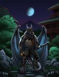  anthro armor dragon forest invalid_tag japan katana male melee_weapon night nioh samurai solo sword temple tree vg video_games weapon 