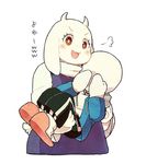  1boy 1girl artist_request couple furry goat open_moth red_eyes sans skeleton toriel undertale 