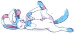  2016 3_toes alternate_color cute digital_media_(artwork) digitigrade eeveelution female feral happy hi_res kakaodieb looking_at_viewer lying nintendo on_back one_eye_closed pok&eacute;mon presenting pussy shiny_pok&eacute;mon simple_background smile solo sparkle spread_legs spreading sylveon toes video_games white_background wink 