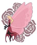 abstract_background alpha_channel anthro arthropod black_exoskeleton blonde_hair butterfly butterfly_wings clothed clothing dress eyes_closed female fluffybumkiss hair hollow_knight insect marissa_(hollow_knight) open_mouth rosy_cheeks solo white_body wings 