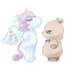  black_eyes blue_fur capybara coal_(jewelpet) duo equine feathered_wings feathers feral fur hair horn jewelpet male mammal opal_(jewelpet) purple_hair rodent sanrio simple_background sweat white_background winged_unicorn wings なめこ/あじゅか 