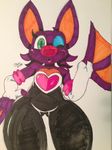  bat clothing eyeshadow female gloves green_eyes laylee lipstick looking_at_viewer makeup mammal one_eye_closed pink_lips solo theburudoragon thick_thighs traditional_media_(artwork) wide_hips wink yooka-laylee 