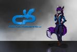  2016 anthro breasts canine clothed clothing dipstick_tail dreamkeepers female fox fur grey_fur hair mammal miri_rodgers multicolored_tail purple_hair solo sw1tchbl4de the_wayward_astronomer 