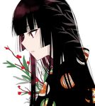  asa_(coco) bangs black_hair black_kimono blunt_bangs commentary_request enma_ai from_side hime_cut japanese_clothes jigoku_shoujo kimono long_hair parted_lips portrait profile red_eyes solo straight_hair 