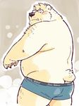  anthro bear belly big_belly big_butt blush butt clothed clothing embarrassed eyewear garouzuki ken_(garouzuki) male mammal overweight partially_clothed slightly_chubby underwear 
