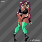  antizero balls bbc big_breasts big_penis big_testicles breasts cleavage clothed clothing dark_skin dickgirl embarrassed female intersex marina_(splatoon) nintendo octoling penis smile solo splatoon video_games wardrobe_malfunction 