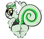  anthro bottomless butt clothed clothing fur green_fur mammal neetboss_(artist) pinup pose pussy simple_background white_background 