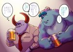  alcohol beer beverage disney johnny_worthington male male/male monster monsters_inc pixar sulley 陣八_(artist) 