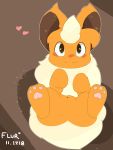  &lt;3 3_toes ambiguous_gender begging begging_pose big_ears black_nose blush canine chest_tuft eeveelution feral flareon fluffy fluffy_ears fluffy_tail flurfuchs fur happy looking_at_viewer mammal nintendo orange_fur pawpads pink_pawpads pok&eacute;mon pok&eacute;mon_(species) smile smiling_at_viewer solo spread_legs spreading tan_fur toes tuft video_games wide_eyed 