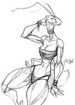  2015 antennae anthro arthropod breasts clothed clothing dungeons_&amp;_dragons female guoh insect insectoid long_neck multi_arm multi_limb non-mammal_breasts pose simple_background skimpy solo thri-kreen white_background 