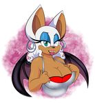  &lt;3 2016 alpha_channel anthro bat big_breasts black_nose bra breasts cleavage clothed clothing ear_piercing eyeshadow female lipstick looking_at_viewer makeup mammal membranous_wings omegasunburst one_eye_closed piercing rouge_the_bat smile solo sonic_(series) underwear wings wink 