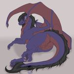  2017 anus butt claws dragon female feral hair looking_at_viewer looking_back lying on_side presenting presenting_hindquarters pussy scalie simple_background smile toradoshi wings 