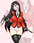  :d alternate_legwear black_gloves black_hair black_legwear blazer blush bow bow_panties breasts cowboy_shot crazy_eyes gloves hair_between_eyes head_tilt jabami_yumeko jacket kakegurui large_breasts long_hair looking_at_viewer moumoku_pen_gin open_mouth panties pink_panties razor red_eyes school_uniform skindentation smile solo thighhighs underwear very_long_hair zoom_layer 