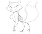  anthro big_butt breasts butt canine female fox fox_(skunk_fu) green_background hi_res looking_back mammal nude simple_background sketch skunk_fu solo wide_hips 