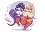  anthro big_breasts breasts clothed clothing duo female fifi_la_fume huge_breasts joelasko lagomorph legwear looney_tunes mammal nipples open_mouth panties patricia_bunny rabbit rodent skunk slightly_chubby smile squirrel standing stockings thick_thighs tiny_toon_adventures topless underwear voluptuous warner_brothers 