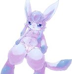  blue_eyes furry glaceon open_mouth panties pokemon pussy wa_hito_uppe 