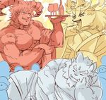  1boshi anthro canine demon female fox hakumen kemono male mammal muscular muscular_male sleeping tokyo_afterschool_summoners tsathoggua 