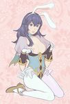  alternate_costume animal_ears blue_eyes blue_hair breasts breasts_outside bunny_ears bunnysuit choker fire_emblem fire_emblem:_kakusei fire_emblem_heroes frilled_choker frills gloves highres jivke long_hair lucina nipples pantyhose puffy_short_sleeves puffy_sleeves seiza short_sleeves sitting small_breasts solo symbol-shaped_pupils white_gloves white_legwear 