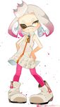  ;d bad_id bad_pixiv_id bare_shoulders boots crown domino_mask dress fang full_body hand_on_hip highres hime_(splatoon) looking_at_viewer mask miluchi mole mole_under_mouth one_eye_closed open_mouth pink_legwear short_eyebrows simple_background sleeveless sleeveless_dress smile solo splatoon_(series) splatoon_2 standing symbol-shaped_pupils tentacle_hair white_background white_hair yellow_eyes zipper 